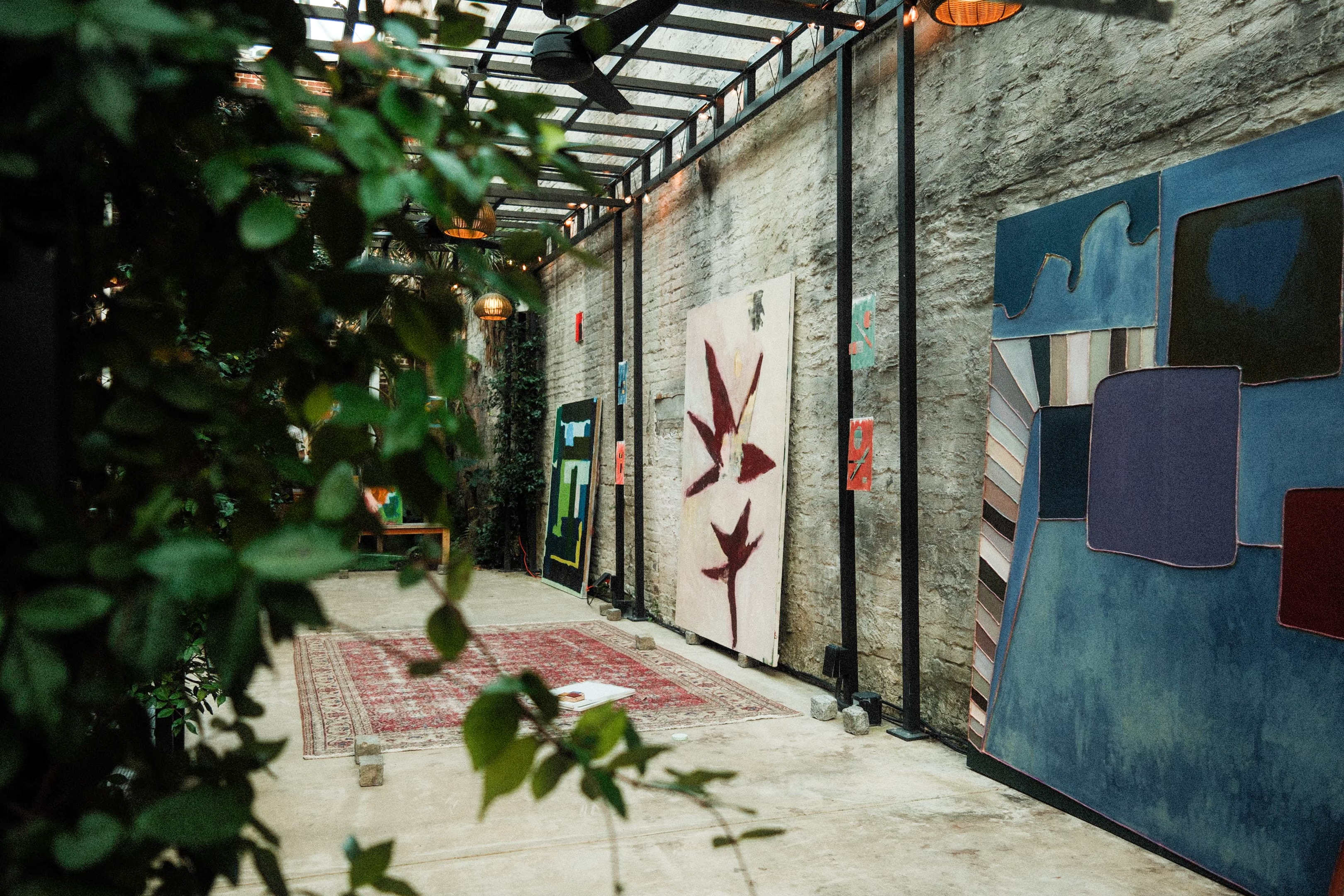 Artist installing work at Third Space